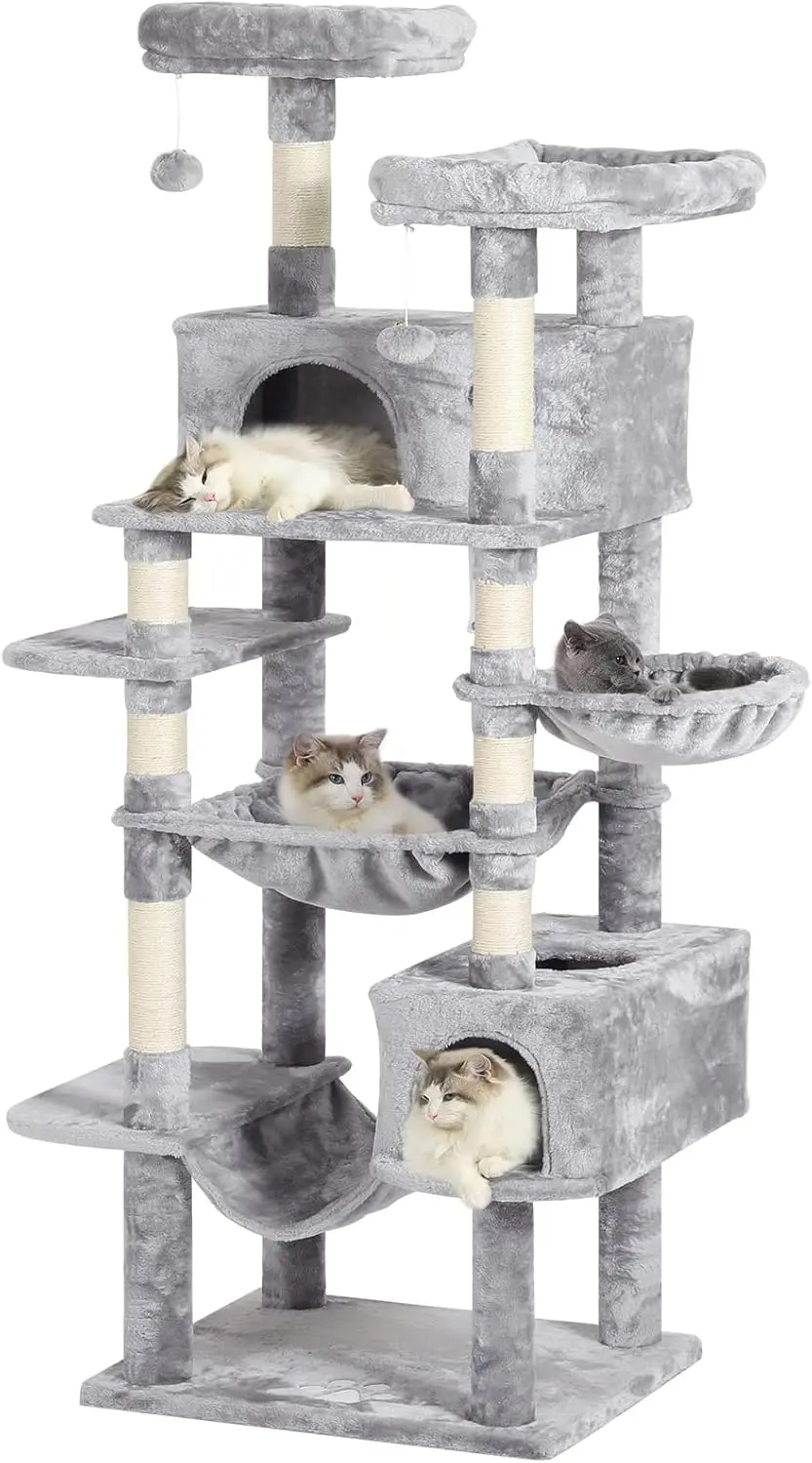 

of Hammocks, Multi-Level Cat Activity Center for Indoor Cats with 2 Cat Condo, 2 Perches, Scratching Posts, Climbing Tree