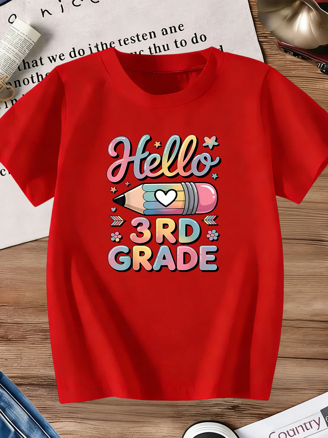 Hello 3Rd Grade Kids Tee Boys Girls Pencil Heart Floral Short Sleeve T Shirt Children Casual Top Back To School Gift For Student
