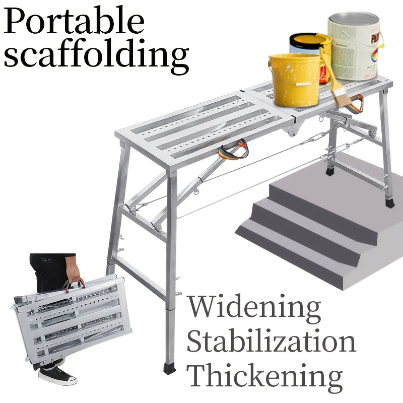 

Adjustable Folding Scaffold, Portable Steel Step Stool, Stable and Portable Wall Stool, 1300 lb Capacity, 39-79"L x 10"W x 35-60
