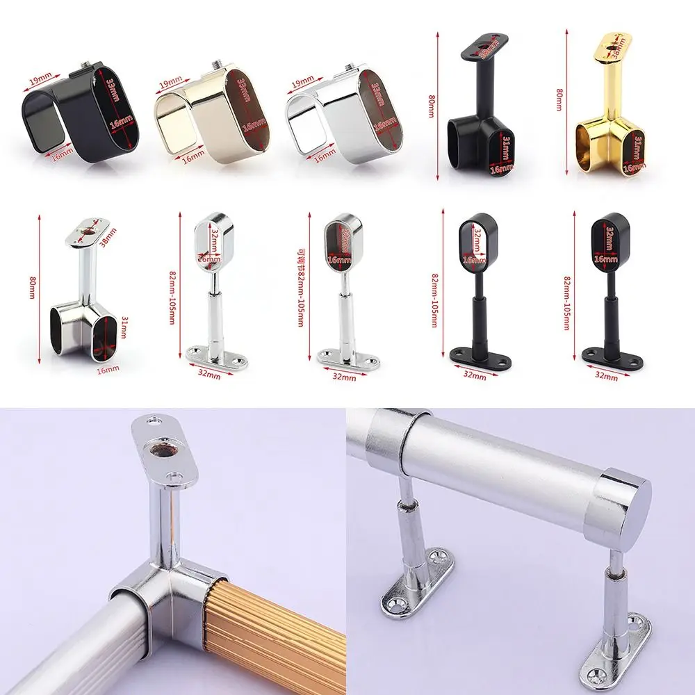Zinc Alloy Pipe Bracket Inner Dia.16mm Black Silver Gold Corner Flange Seat Half/All Pass Ceiling Fixed
