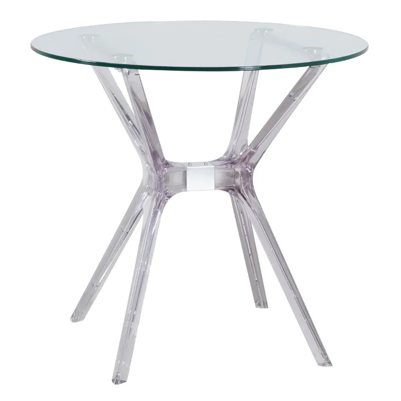 Glass round table, designer creative fashion transparent dining table 80CM diameter reception and negotiation tea table front