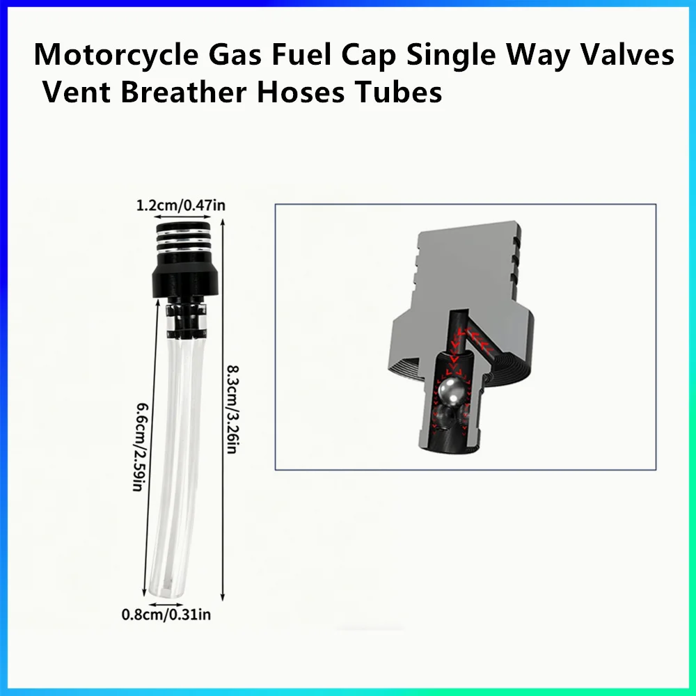 Motorcycle Gas Fuel Cap Single Way Valves Vent Breather Hoses Tubes  For Motocross ATV Breather Pipe CNC Modification parts
