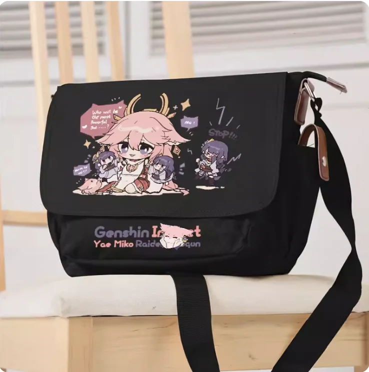 Anime Genshin Impact Yae Miko Cosplay Casual Oxford Messenger Bag, bolso de hombro escolar, regalo para estudiantes adolescentes, B087