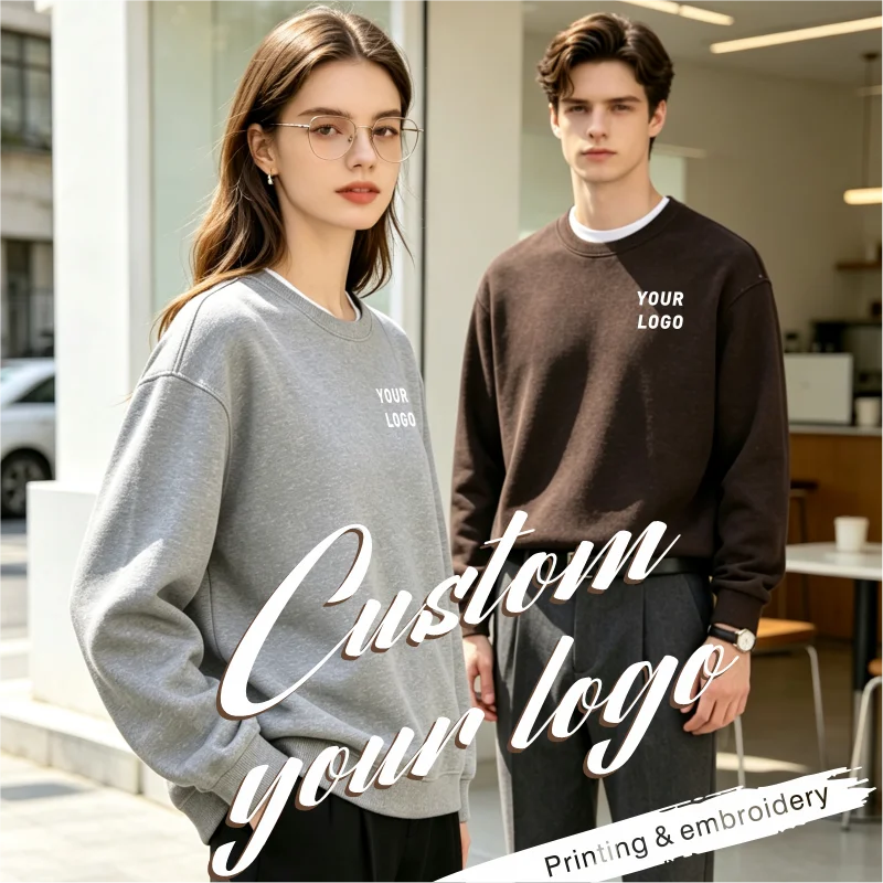 Custom Logo Old Money Crewneck Sweatshirt Unisex Cotton Blend Pullover Personalized Printing Embroidery Business Casual Workwear