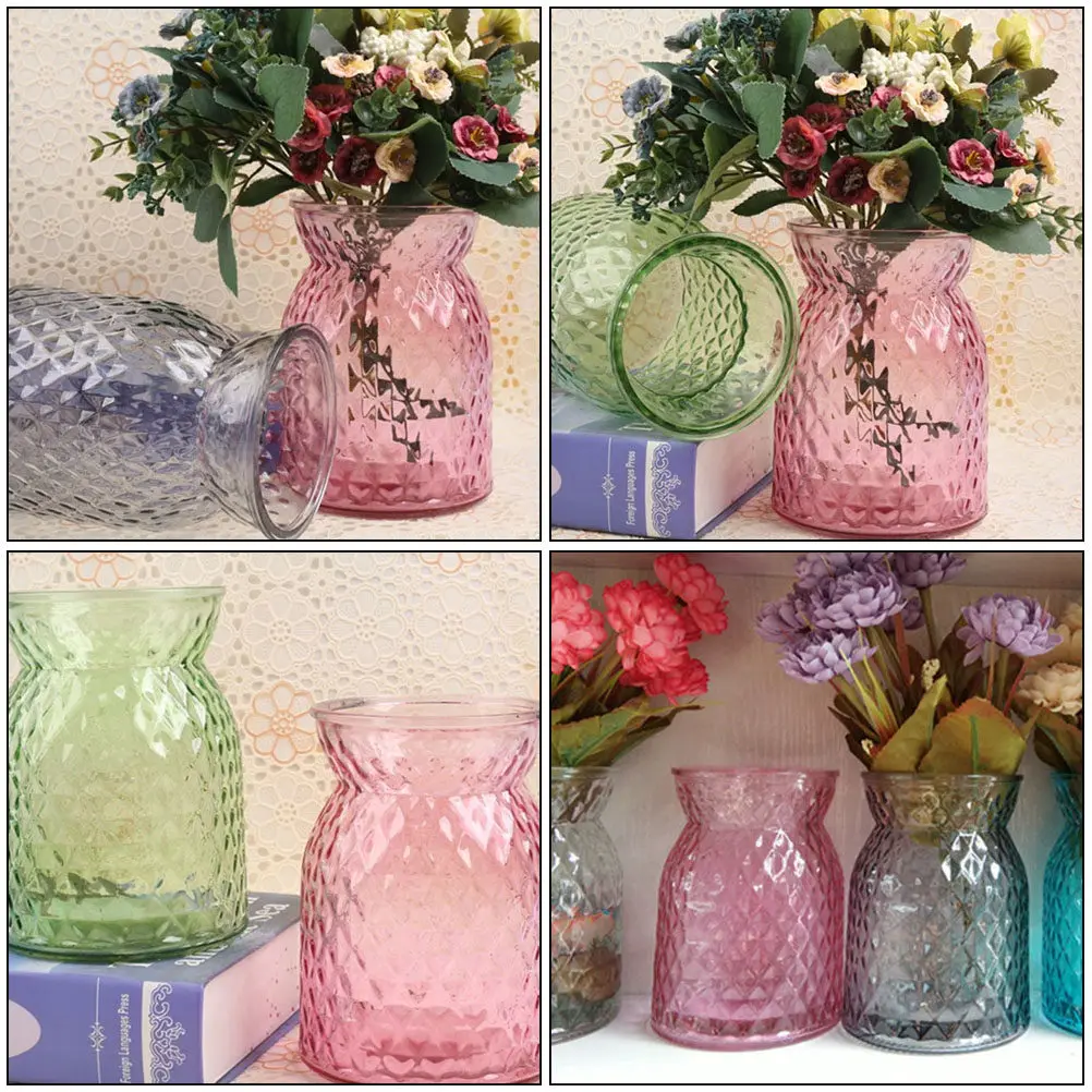 1Pcs Glass Flower Vase Premium Craftsmanship Elegant Color Smooth Lines Hydroponic Plant Container Dried Flower Display Home