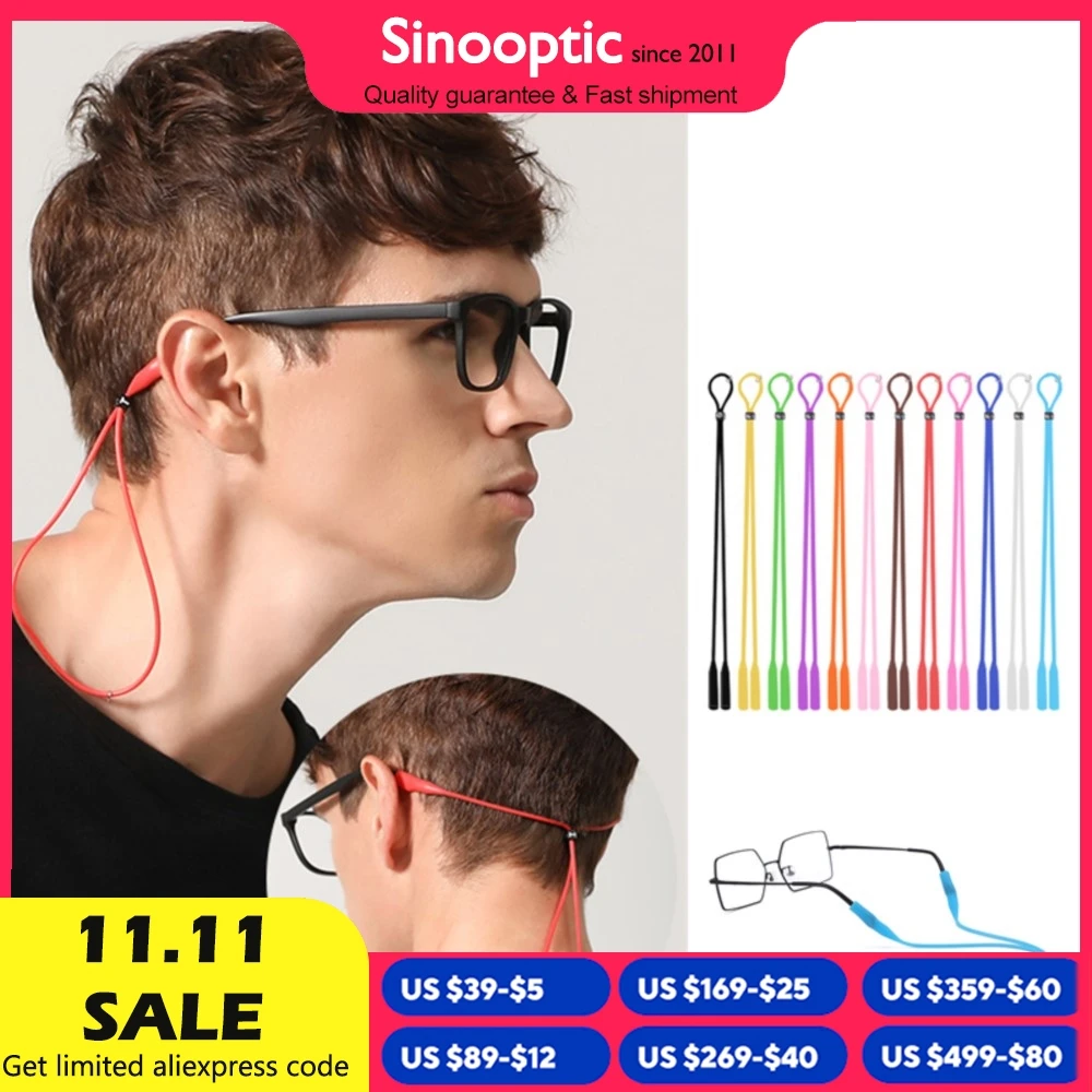 20pcs Elastic Silicone Eyeglasses Cord Glasses Chain Eyewear Anti Slip Neck Holder Black White Brown Yellow Red Blue Green