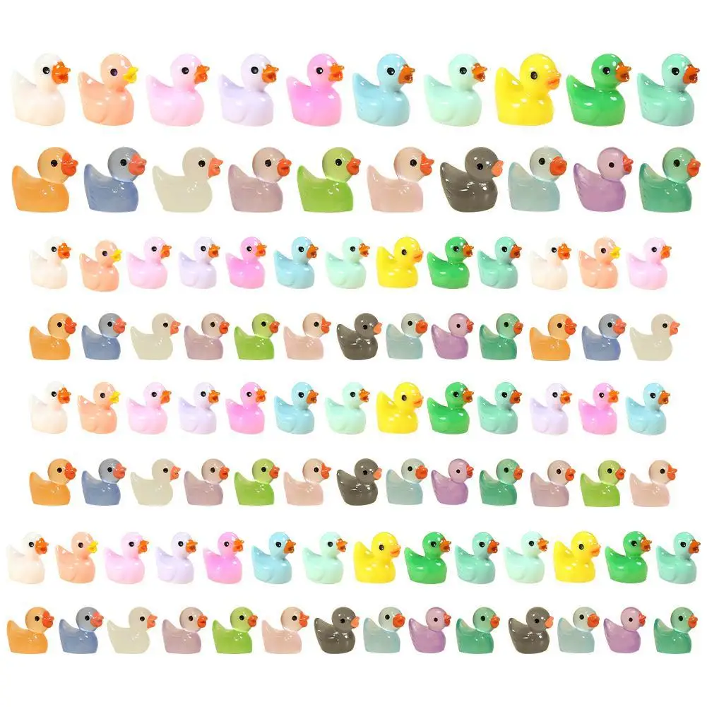 50/100/200/300Pcs Resin Mini Duck Miniature Figurines Ornaments Colorful Duck Garden Crafts Tiny Duck Landscape Plant Decoration