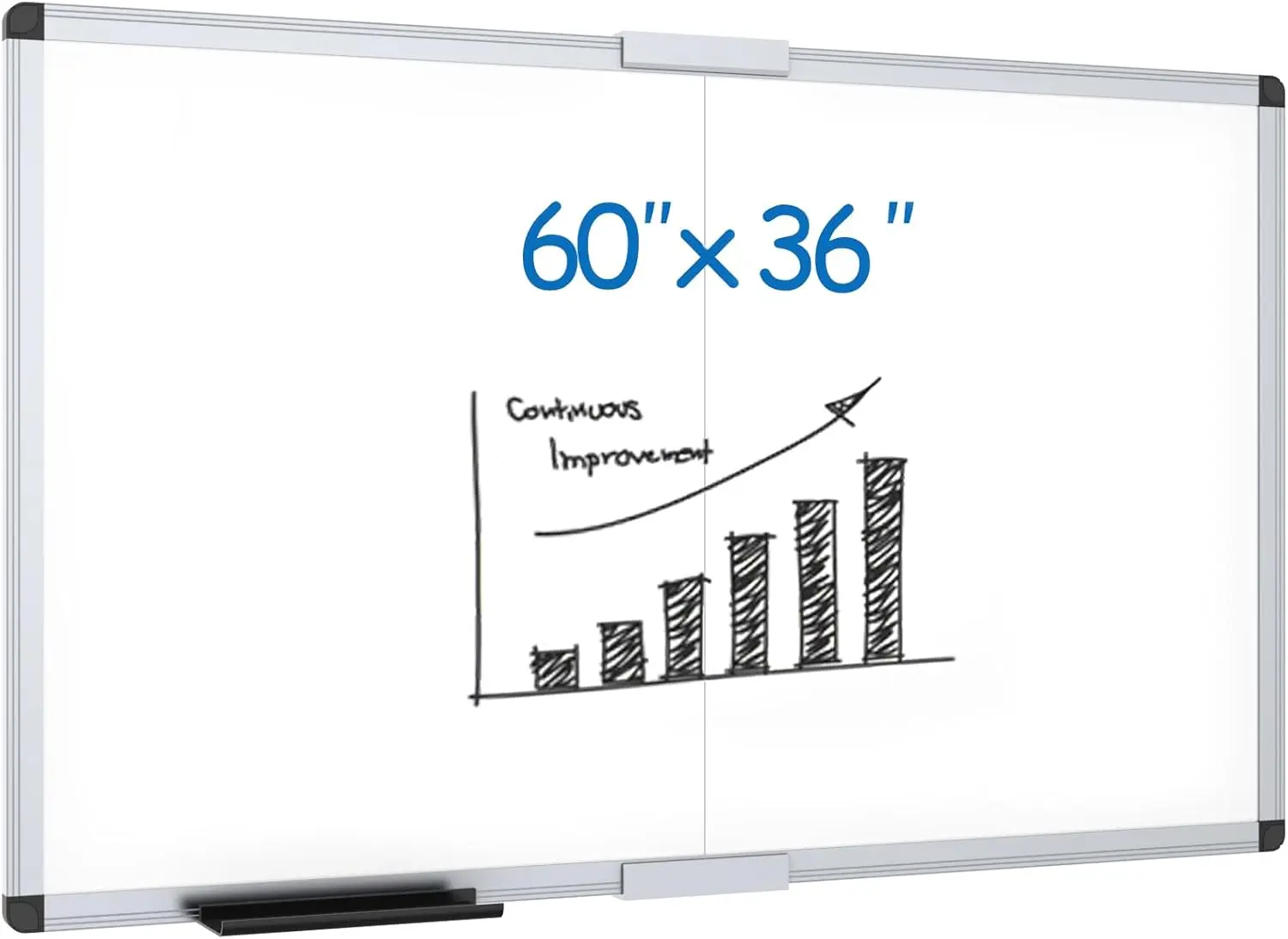 

Magnetic Dry Erase Board 60x36 Inches, Foldable Wall-Mounted Whiteboard with Silver Aluminum Frame & Marker Tray for Office