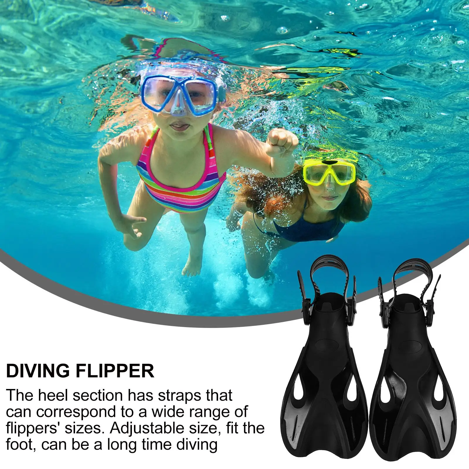 1 Pair Adjustable Short Swim Swimming Mermaid Fin Girls Snorkeling Swimming Mermaid Fin Girl For Children Gear For Snorkeling