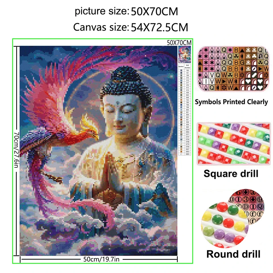 Diamond Painting New Arrival 5D DIY Full Square/Round Diamond Mosaic Embroidery Fantasy Dragon Phoenix Bouddha Home Decor