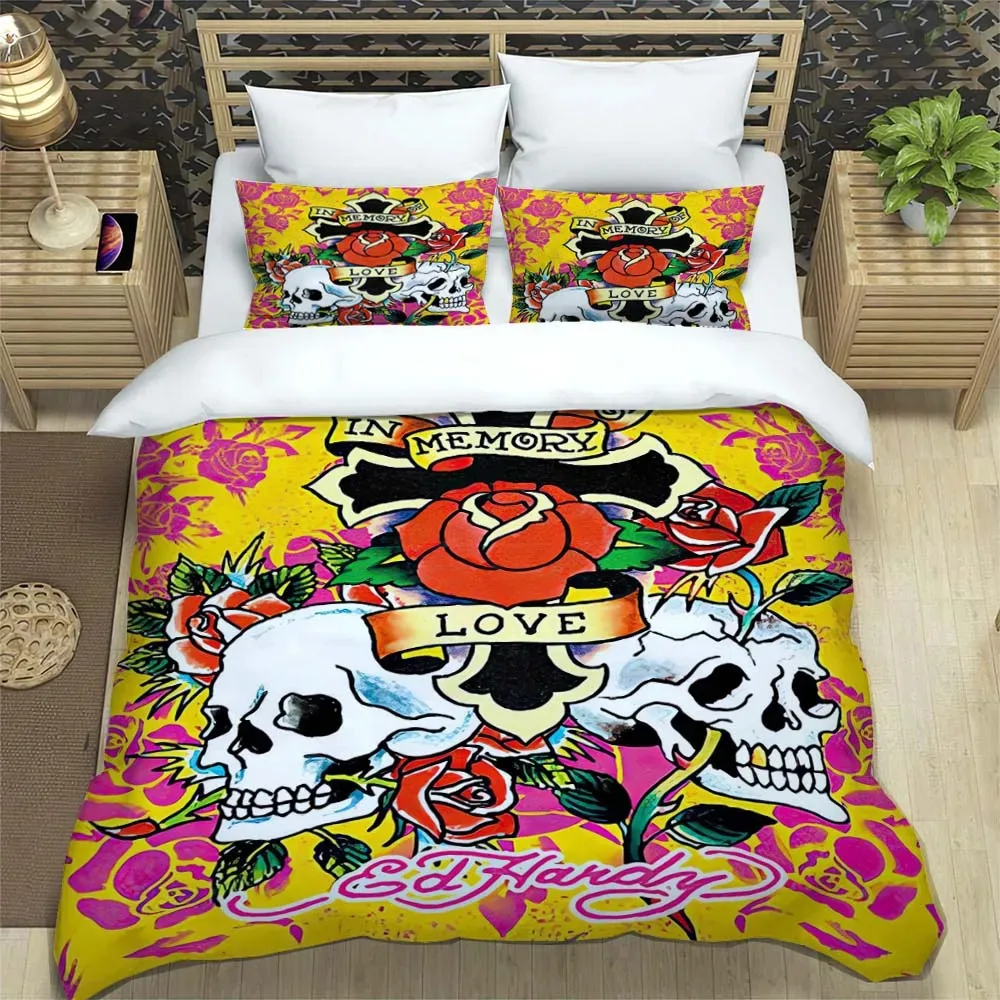 3PCS Single-sided Tattoo Tiger Printed Comforter Bedding Sets Comfortable Bedspreads Comforter Duvet Gift King Queen Bedding Set