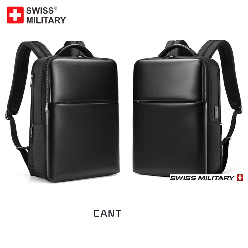SWISS MILITARY ใหม่ผู้ชายกระเป๋าเป้สะพายหลังกลางแจ้งขยายกระเป๋าเป้สะพายหลังแล็ปท็อปเชิงพาณิชย์เดินป่ากระเป๋าเดินทางกันน้ําพร้อมการชาร์จ USB