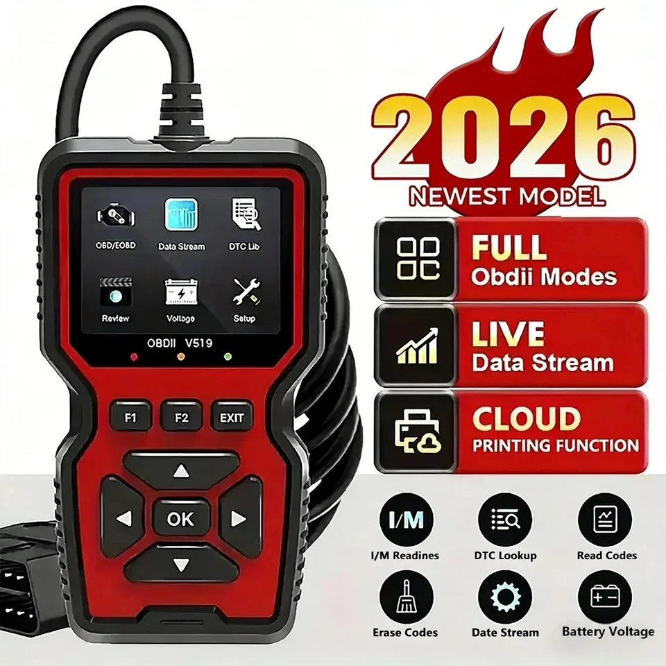 전문가용 V519 OBD2 스캐너 진단 도구 실시간 코드 리더 체크 엔진 라이트 스캔 도구 (2003년 이후 모든 OBDII 차량용)