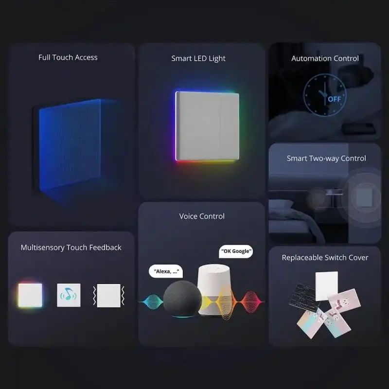 SONOFF TX paling pintar saklar dinding akses sentuh penuh lampu LED pinggir multi-sensor kontrol suara eWeLink melalui Alexa Google Home