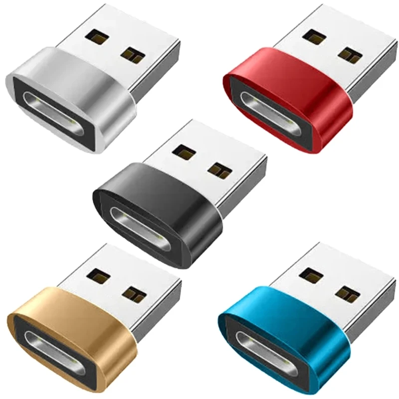 USB to USB C Converter Male to Female Connectors Conversion Adapter Multiple Color for Phones Tablets & Headphones