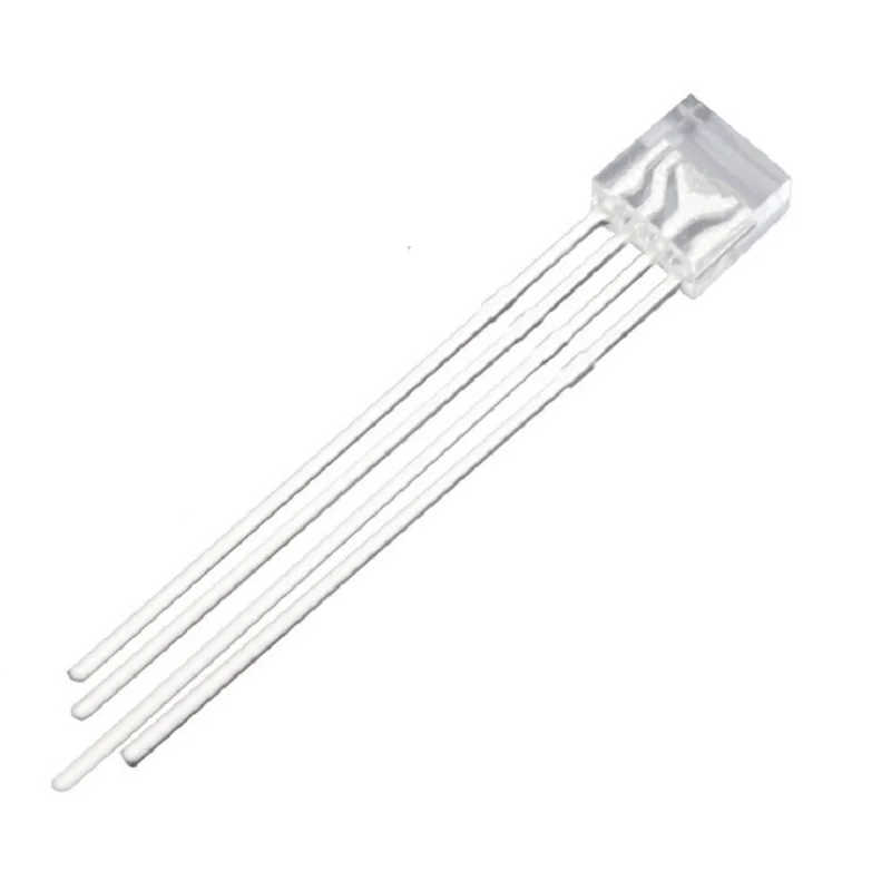 

10PCS Transparent Clear 2X5X5mm R-G-B LED Diode Common Anode 4-Pin Square Through Hole Full Color High Brightness LED Light