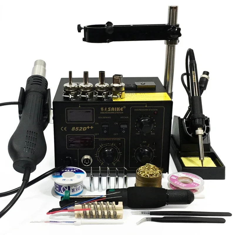 

SAIKE 852D++ 2 in 1 SMD Rework Station Hot air gun soldering station Desoldering station 220V 110V