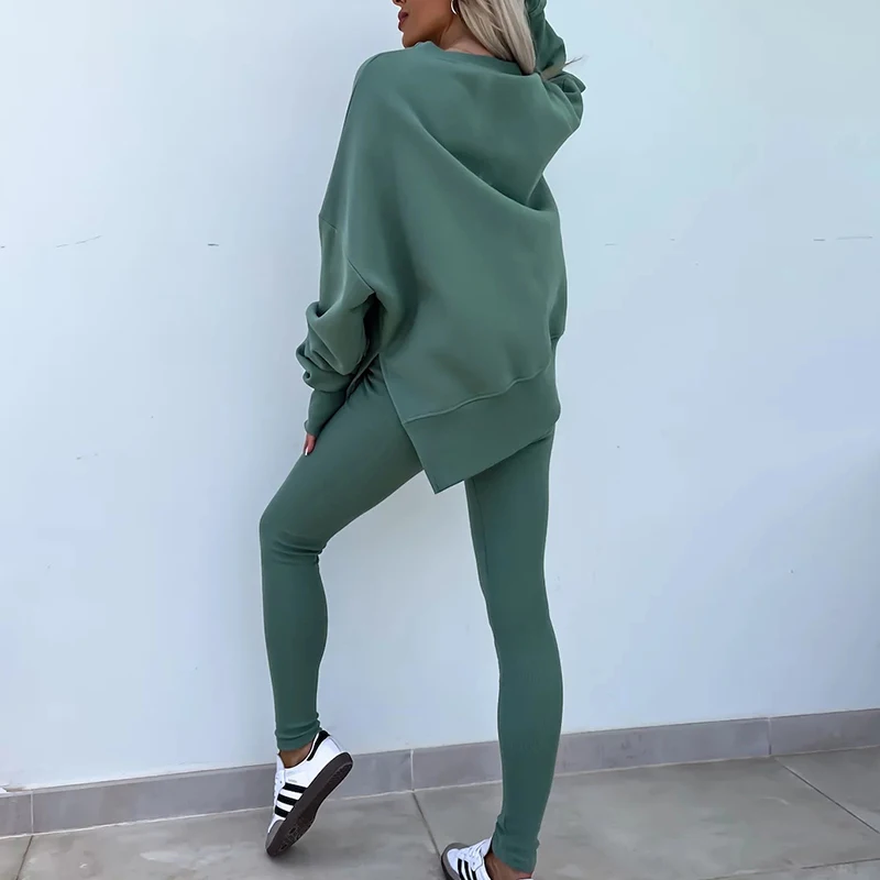 Feminino agasalho esportes conjunto de duas peças casual oversized sweatshirts e calças jogger conjunto velo ternos esportivos conjunto de roupas de treino