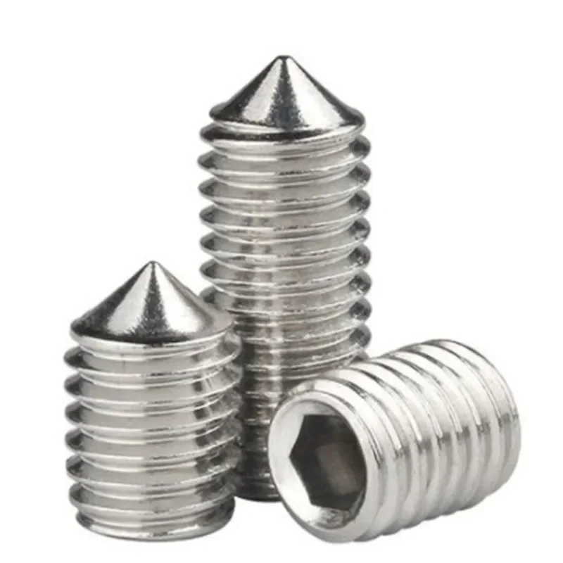 M2 304 스테인리스 스틸 그럽 스크류 콘 포인트 헥스 소켓 세트 스크류 볼트 DIN 914