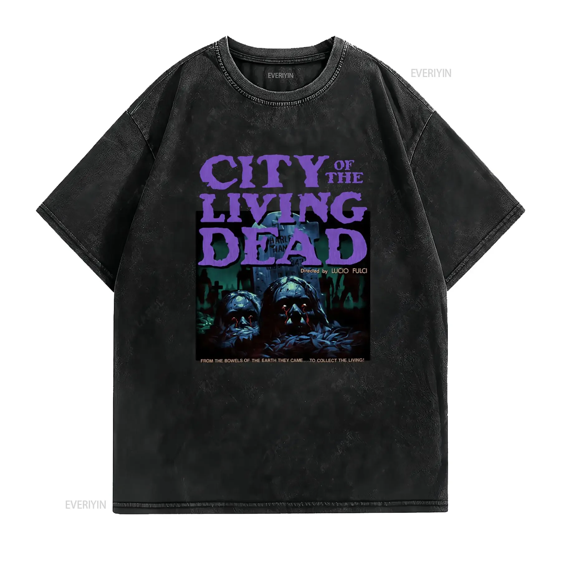 Maglietta Lucio Fulci Città dei Morti Viventi T Shirt Vintage Film Zombie con Nome del Regista Abbigliamento per Fan di Soft