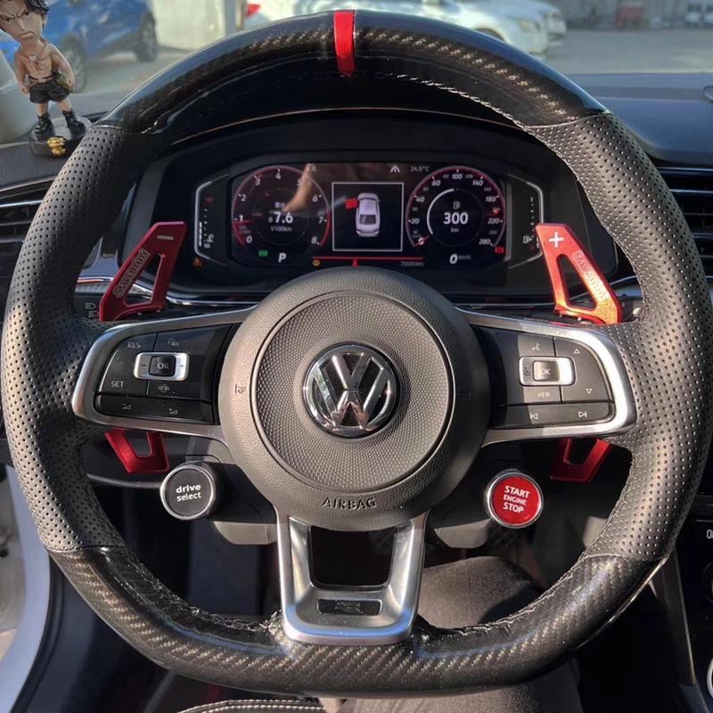 

Custom Steering Wheel Cover Carbon Fiber Genuine Leather For Volkswagen VW Golf R MK7 Golf 7 GTI VW Polo GTI Scirocco 2015 2016