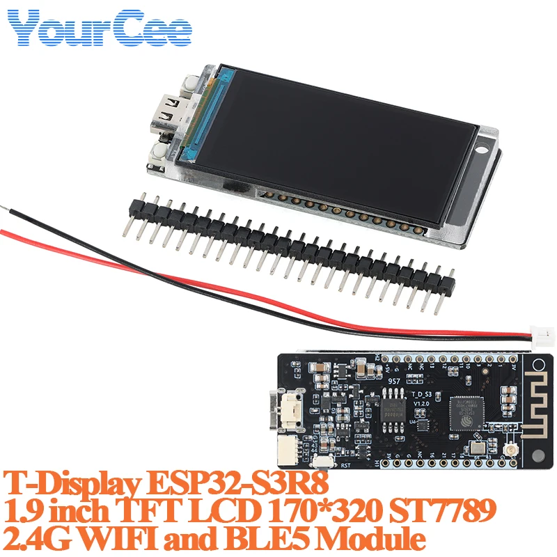 T-Display ESP32-S3R8 1.9 inch TFT LCD Screen Display Development Board 170*320 ST7789 ESP32S3 2.4G Wifi Wireless Ble 5.0 Module