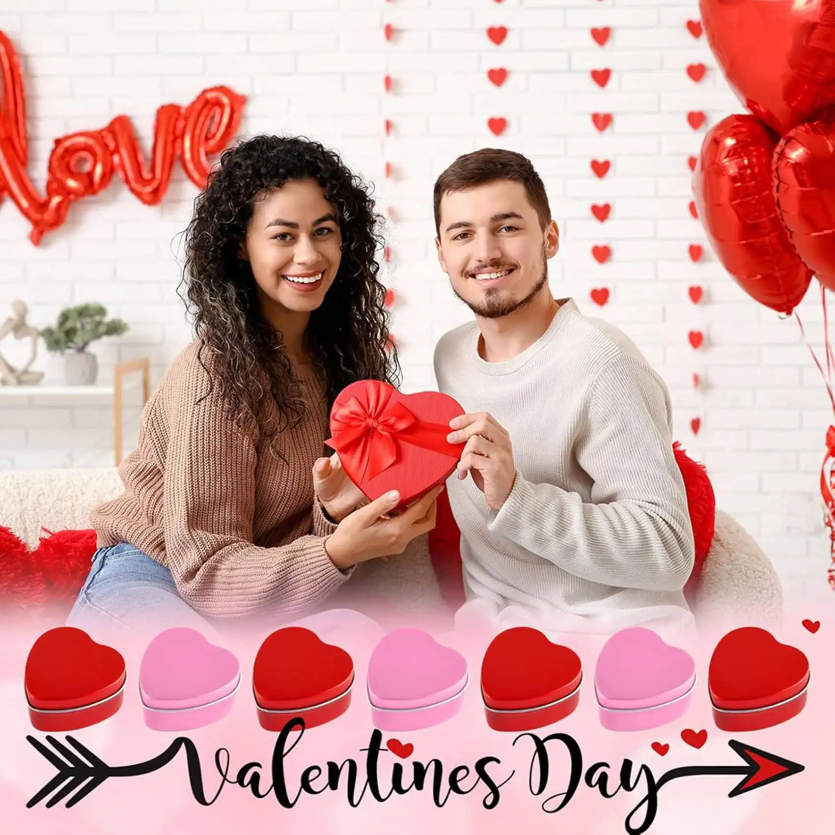 2025 Trend 24 Pack 2Oz Valentine's Day Heart Tins With Lids Bulk Heart Candle Jars Valentine Candle Containers,For Candle Making