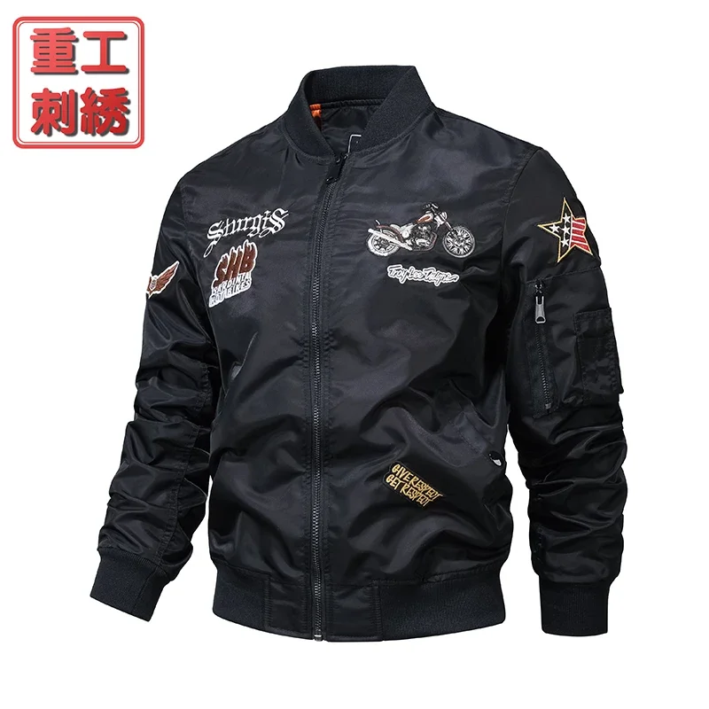 

Spring and Autumn New Air Force Pilot Jackets, Men's Embroidered Motorcycle Baseball Suits, Jackets for Work, Trendy