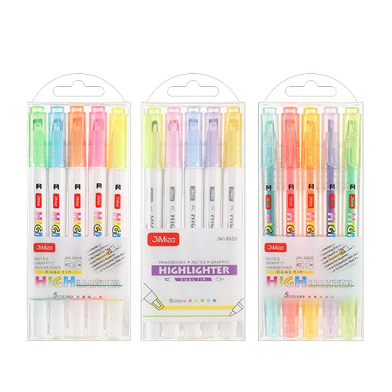 5 قطع/ هايلايتر برأسين – سريع الجفاف |   لوضع علامات الاجتماعات وخذ الملاحظات المدرسية |   القرطاسية الفنية وهدية العودة إلى المدرسة