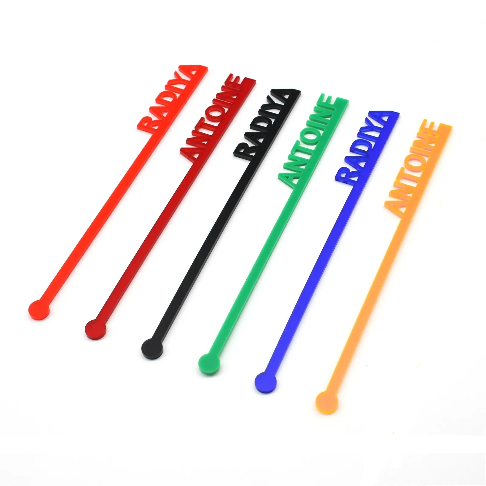 50pcs Personalized Name Swizzle Sticks Acrylic Table Place Cards Custom Cocktail Drink Stirrer Wedding Baby Shower Party Decor