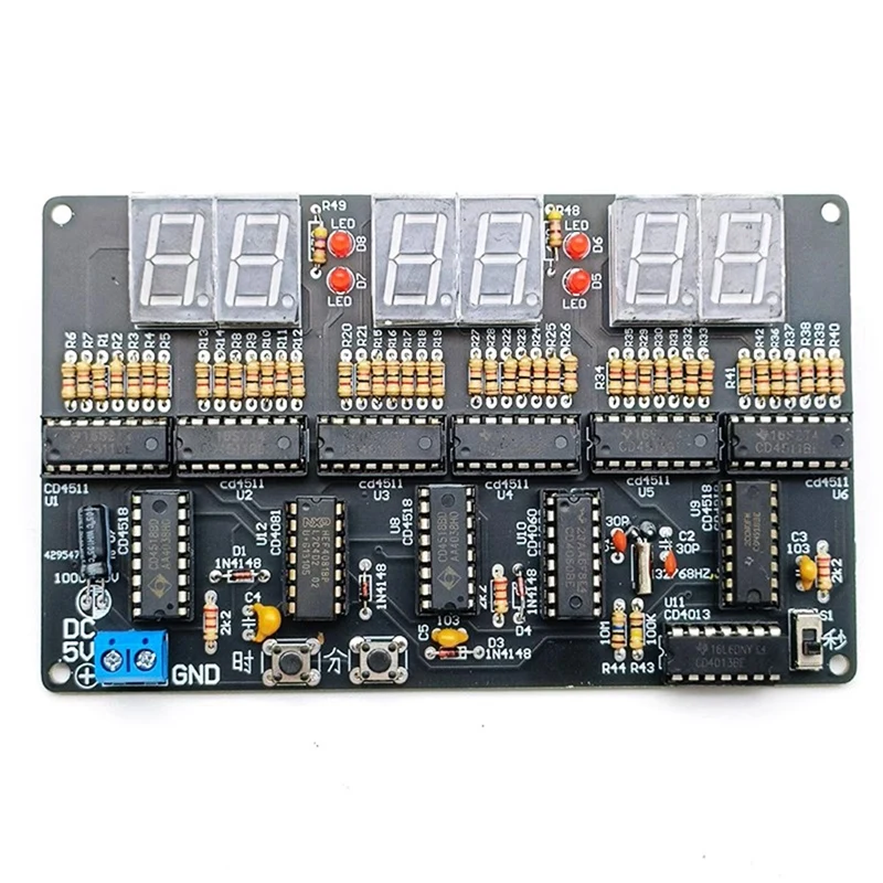 DC 4.5V-5.5V 6-Bit Digital Circuit Clock Kit, Electronic Clock Teaching And Practical Training, Welding And DIY Parts