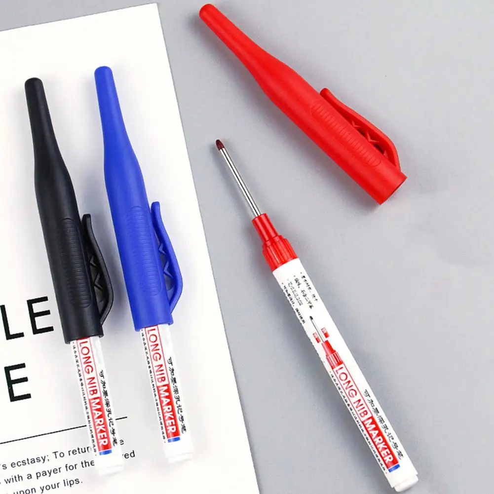 Deep Hole Marker Pencil  Lightweight Long Head Marker Pencil Smooth Writing Tool  Non-fading Deep Hole Marker Pen