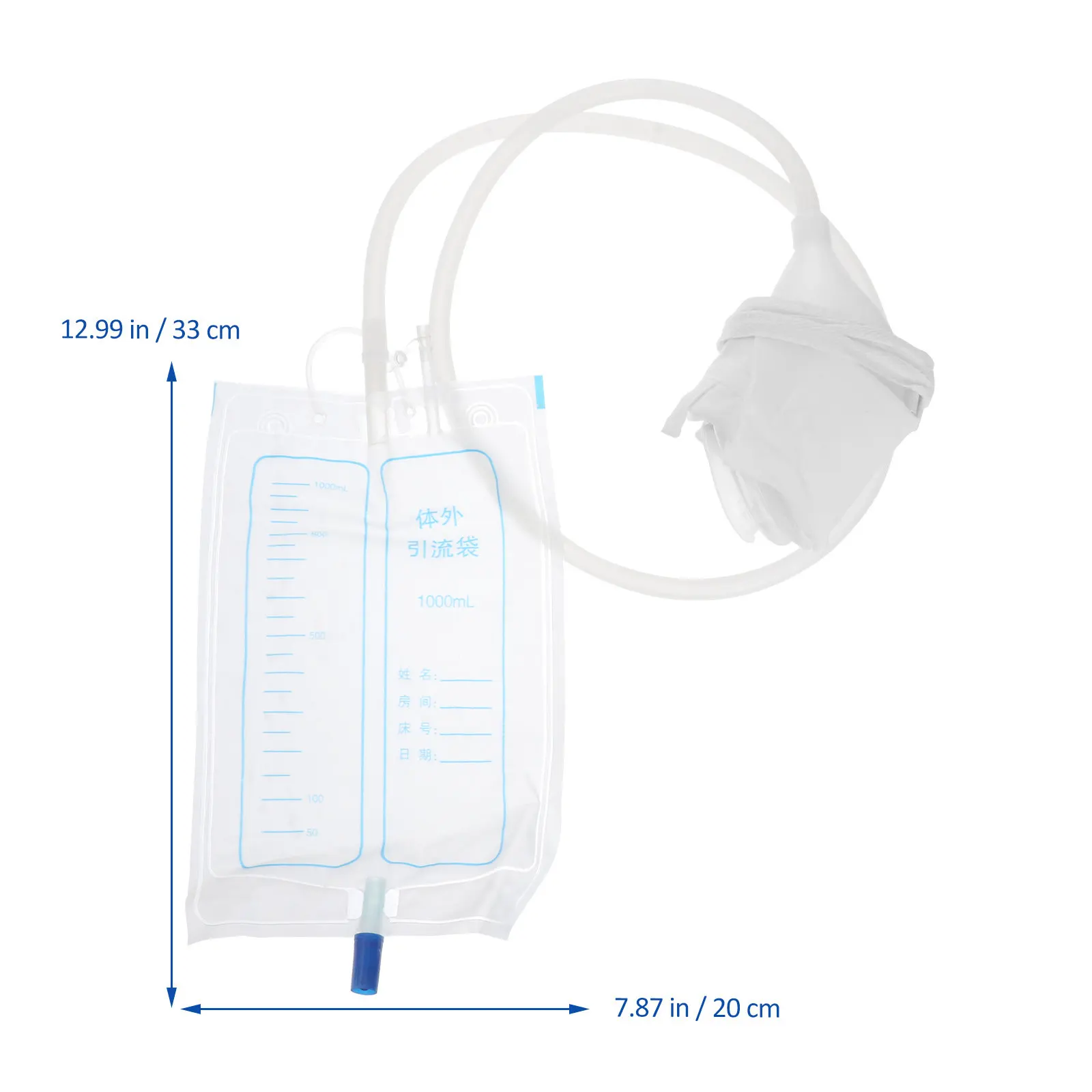 Soft Flexible Silicone Collection Bag with Backflow Prevention Clear Graduated Scale for Male Patients Drain Bag