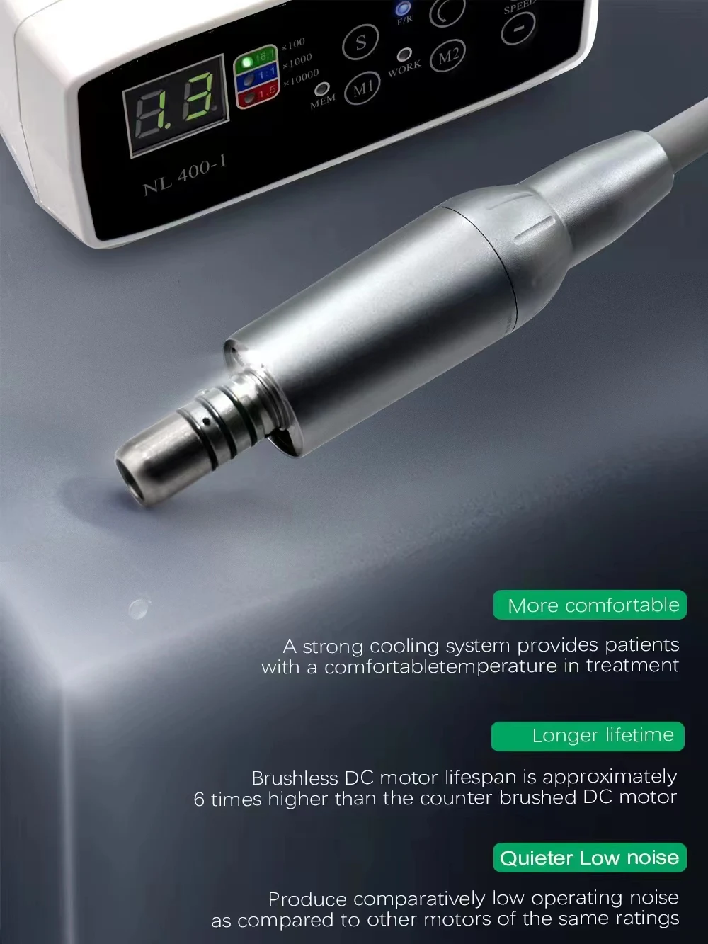 Dental Electric Micro Motor For Fiber Optic Low Speed Handpiece 1:1/1:5 Dentist Implant Equipment