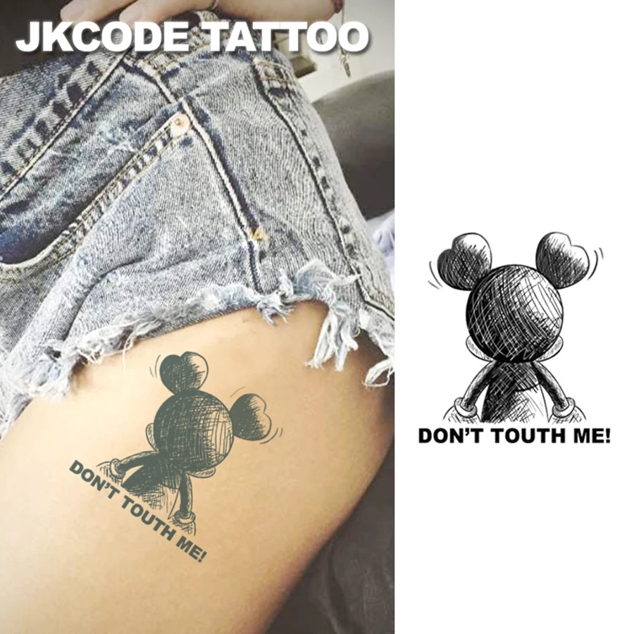 Playful, cute 'Don't Touch Me' design – cool cartoon-style herbal temporary tattoo sticker, waterproof & lasts up to 15 days