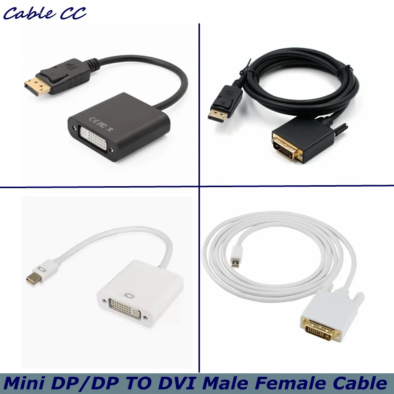 DisplayPort to DVI cable adapter Mini DP to DVI 24+1/24+5 male/female 1080p suitable for PC laptops, HDTV monitors, projectors