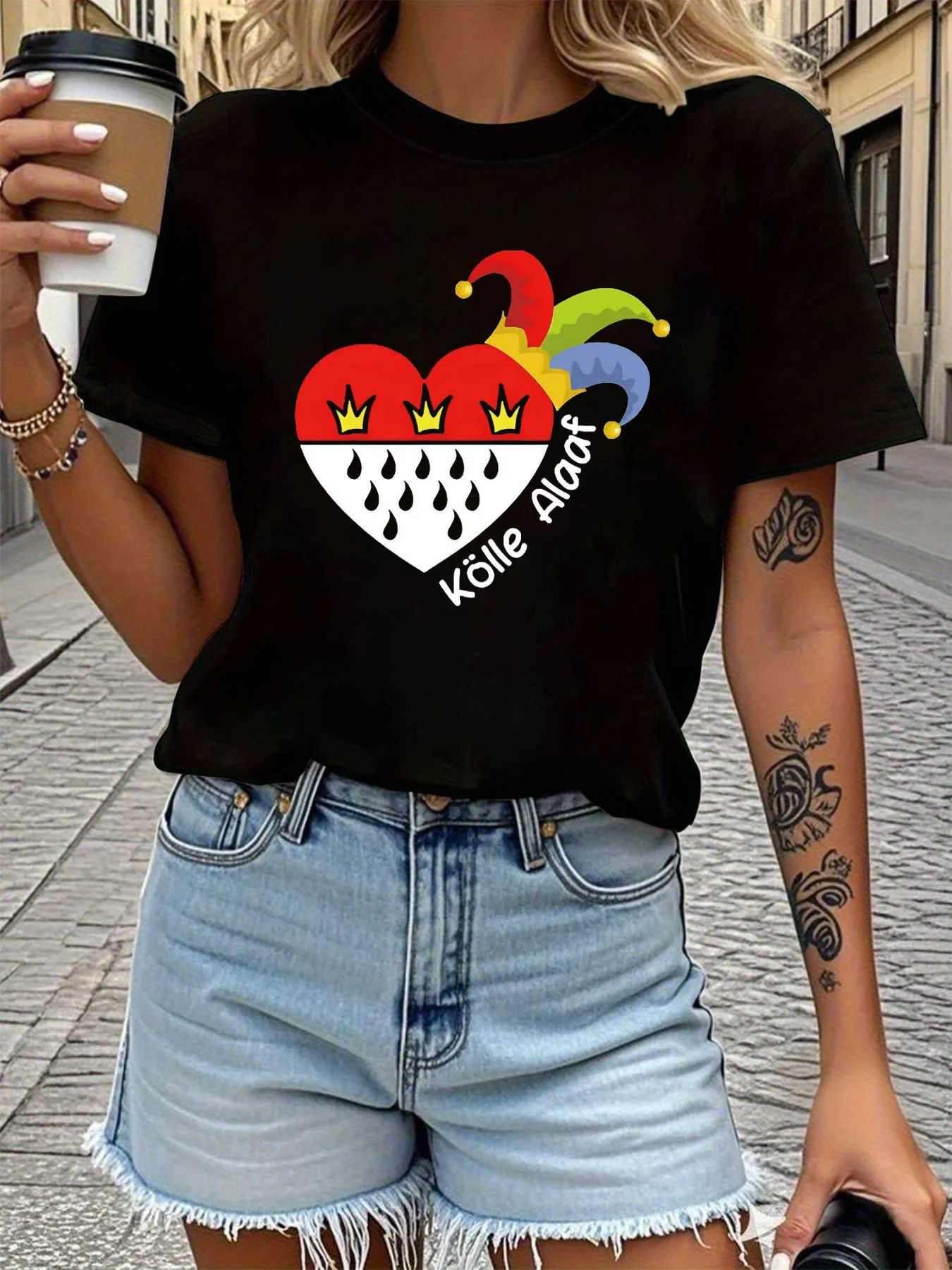 

Kölle Alaaf Women's Short Sleeve T-shirt Kölle Alaaf German Casual Daily For Summer & Spring,Aesthetic Clothes Tops