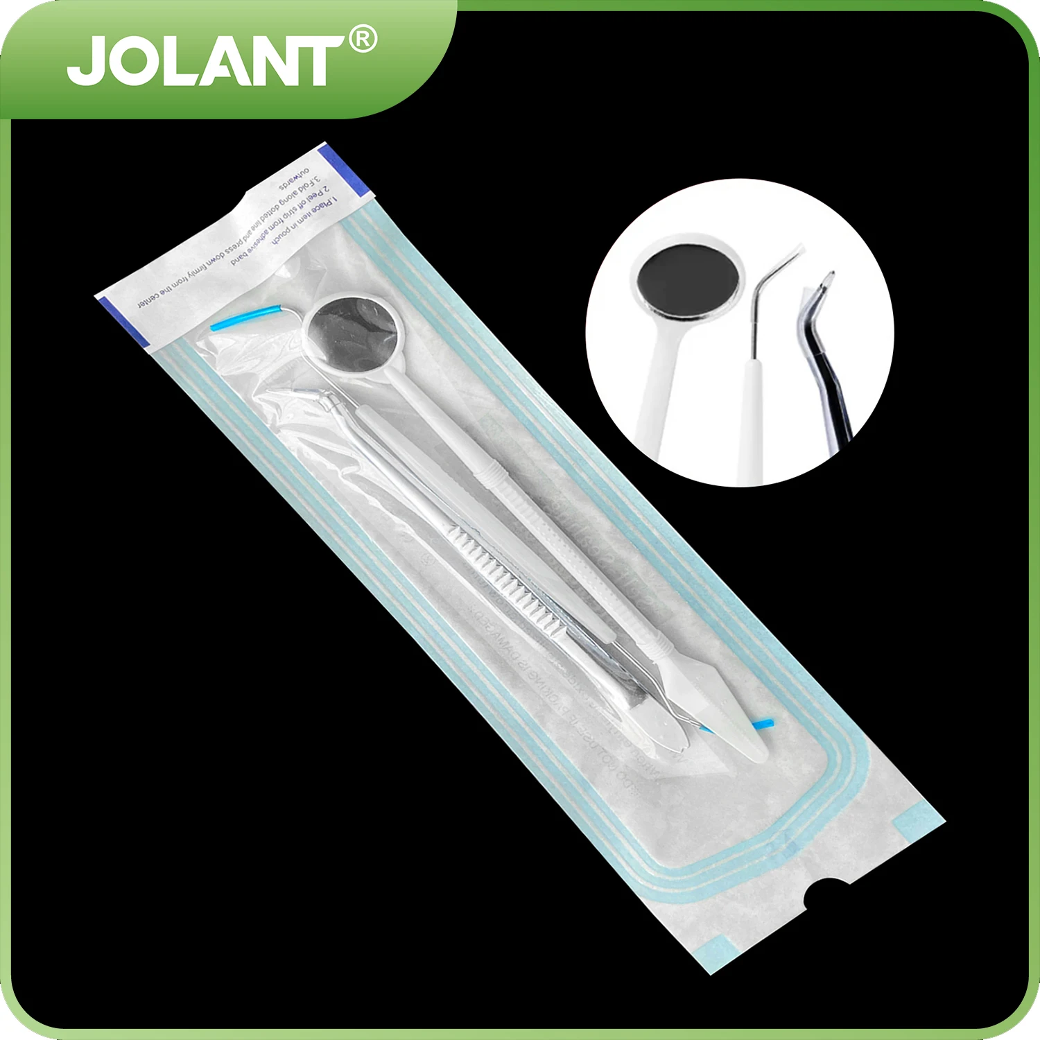 JOLANT 3pcs/Kit Dental Oral Mirror Plier Explorer Forceps Probe Kit Disposable Instruments Dental Consumables Single Use