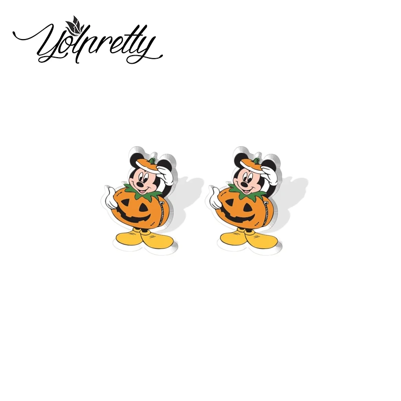 2024 New Fashion Halloween Mickey and Minnie Mouse Cosplay Epoxy Handcraft Acrylic Stud Earrings