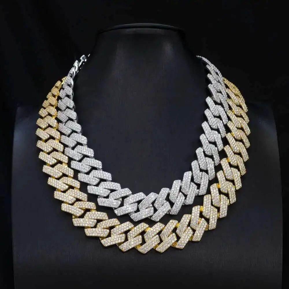 

Fine Jewelry Moissanite 925 Silver Gold Plated Necklace Body Cuban Link Chain