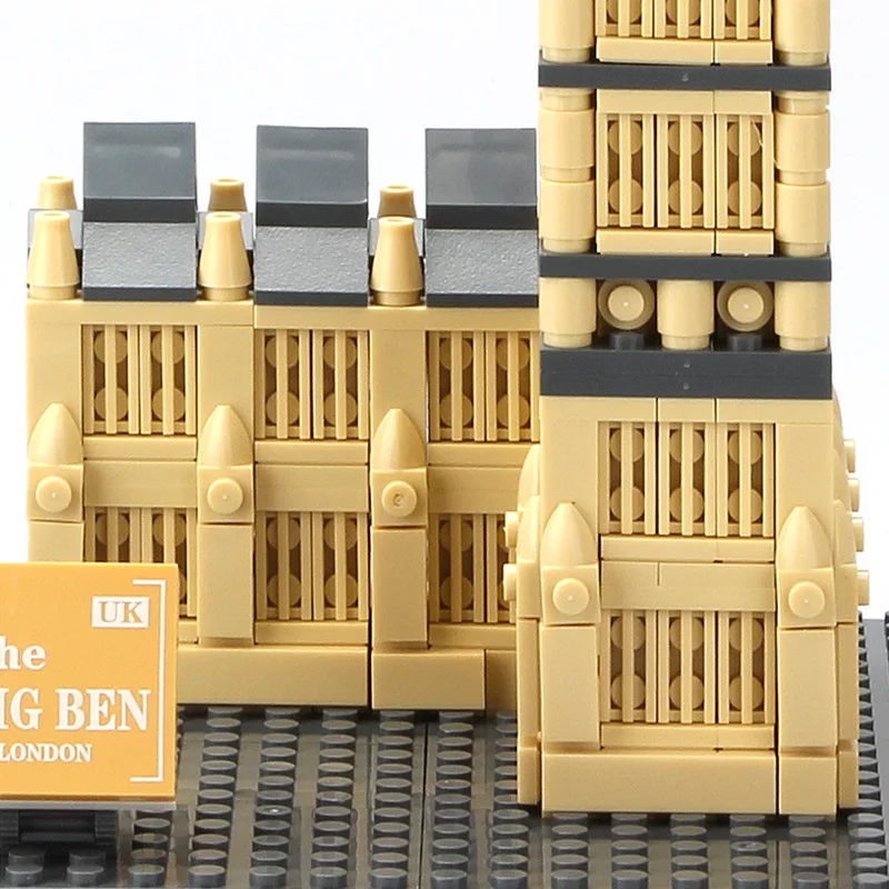 Construction World Famous Architecture England London Elizabeth Clock Tower Building Block Big Ben Construction Model Brick Toy