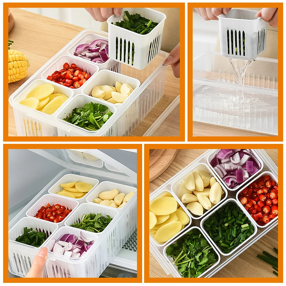 

2 set 2 Sets Airtight Freezer Food Boxes Fridge Storage Containers Vegetable Fruit Garlic Holders Kitchen Organizers Fresh