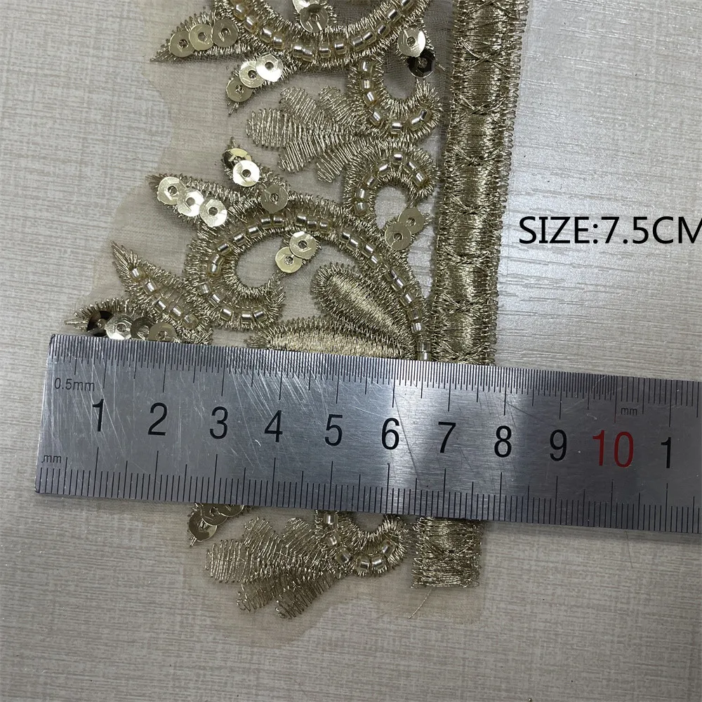 4.5yards Branch design Beaded Embroidered  Trim for Bridal Wedding  craft for DIY