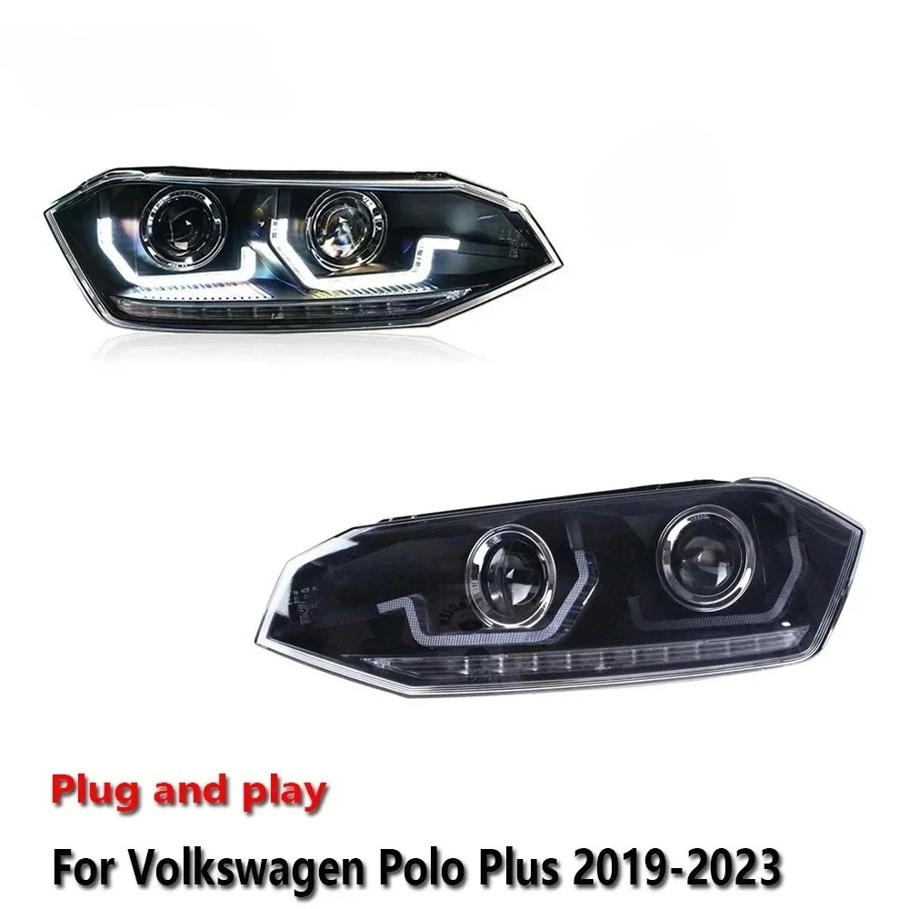 

Car LED Headlight Accessories Auto lightling For VW Polo Plus 2019-2023 DRL Brake Turn Signal Lamp Plug and Play