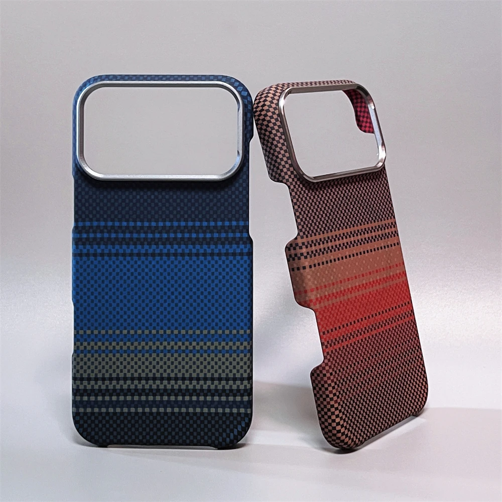 Slim Kelvar Carbon Fiber Ultra Thin Hard Case for iPhone 17 Pro Max 16 15 Magnetic for Magsafe Striped Pattern Colorful Cover - Image 3