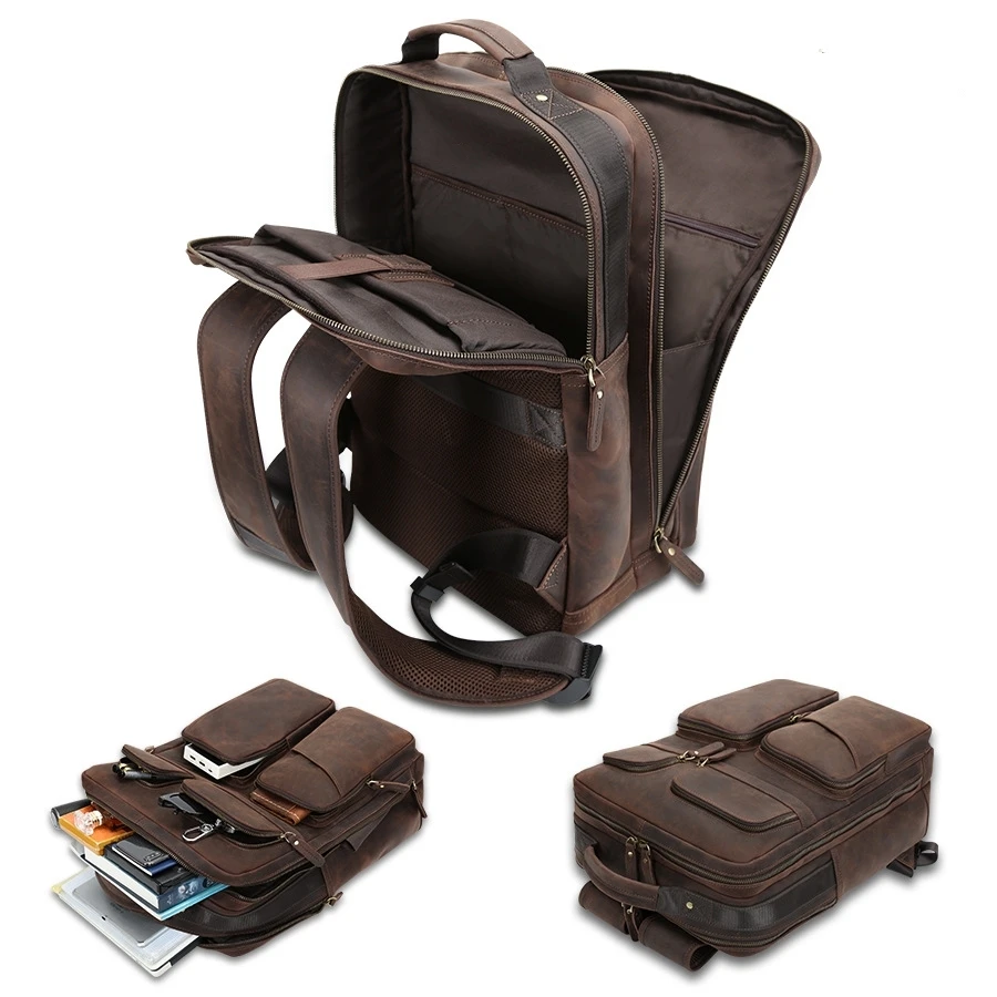Vintage Luxury Men's Business Backpack Large Capacity 15.6 Computer Bagpack Outdoor Climbing Rucksack Travel Backbag Mochila