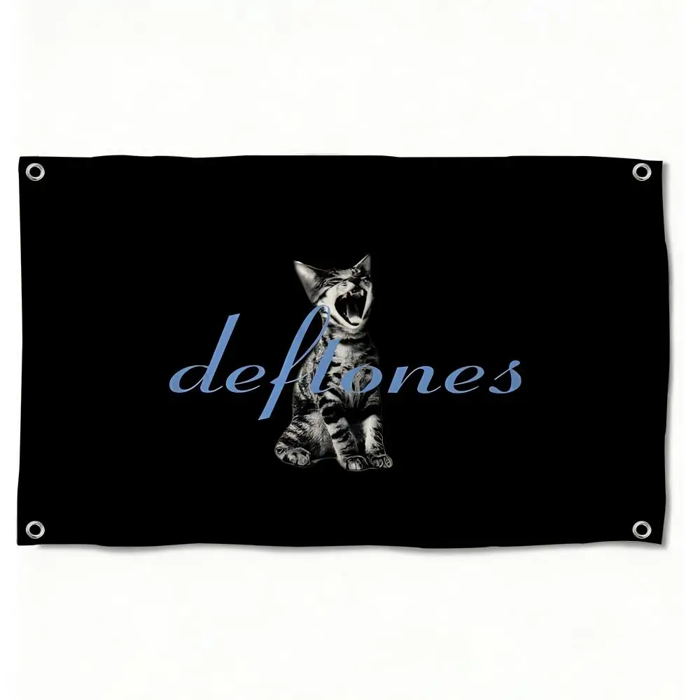 D-Deftones rock band Metal Flags Horizontal High Density Knitted Fabric European Simple For Durable Outdoor Indoor Use