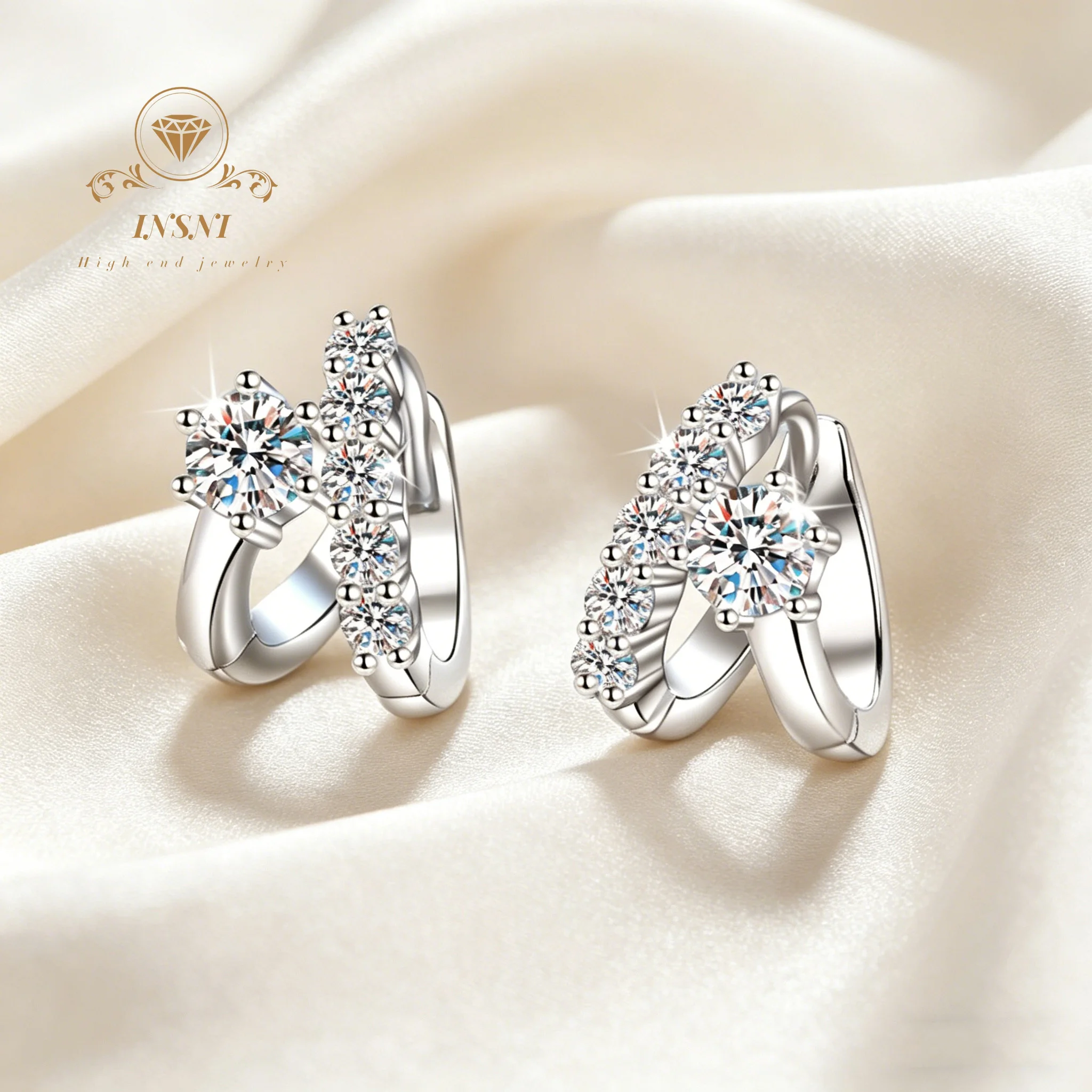 

Серьги-клипсы из стерлингового серебра S925 с муассанитом 0.6Ct D цвета, французский люкс, асимметричные, женские украшения, доступная легкая роскошь