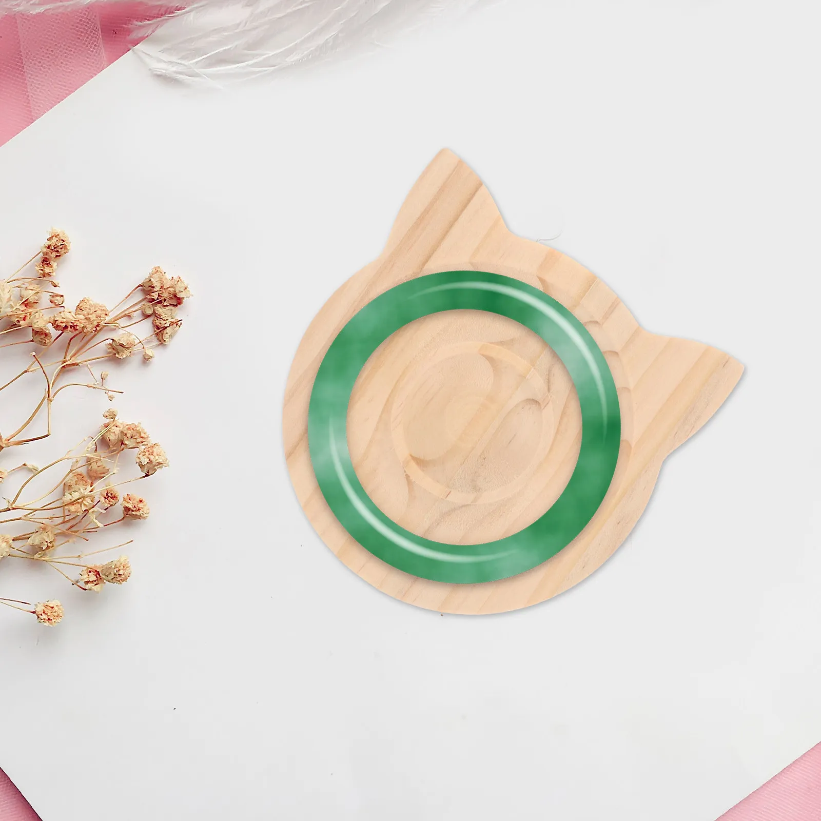 Wooden Bracelet Display Plate with Beaded Grooves Elegant Jewelry Holder for Home Store Desktop Showcase Bangle Tray Organizer