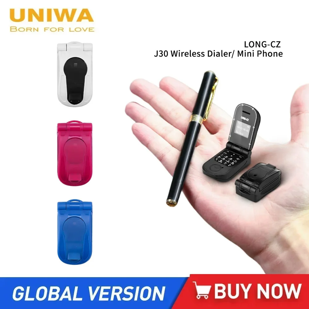 UNIWA J30 2G Single Card Mini Flip Mobile phones Clamshell Push Button Wireless Bluetooth Dialer Magic Voice Handsfree Earphone